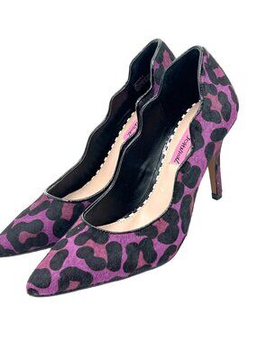 Betsey Johnson Leather Pony Hair Print Heel Shoes